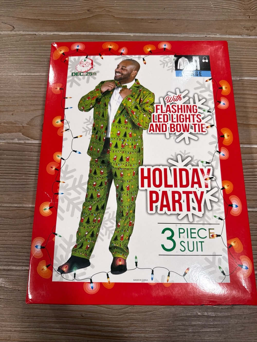 Retired Ugly Christmas Suit DEC 25TH 3Pc LED Light Up Rocking Santa Size L -NIB